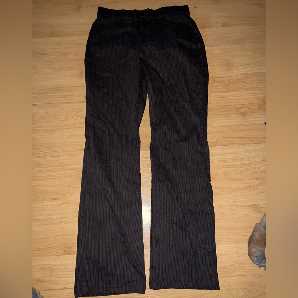 Simon Chang Denim Pin Strip Straight Leg Dress Pants